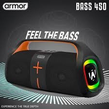 Armor Bass 450 Bluetooth Speaker, 20W Portable Wireless Speaker with TWS Connection, RGB Lights, IPX5 Waterproof, 6 Hours Playtime, FM Radio, TF Card Support, Type-C Charging