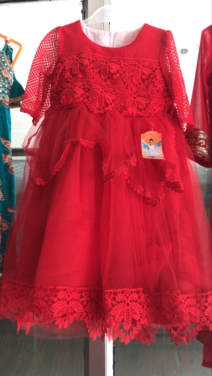 Girls Red Pari Frock