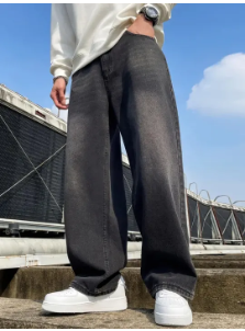 Dark Wash Wide-Leg Denim Jeans