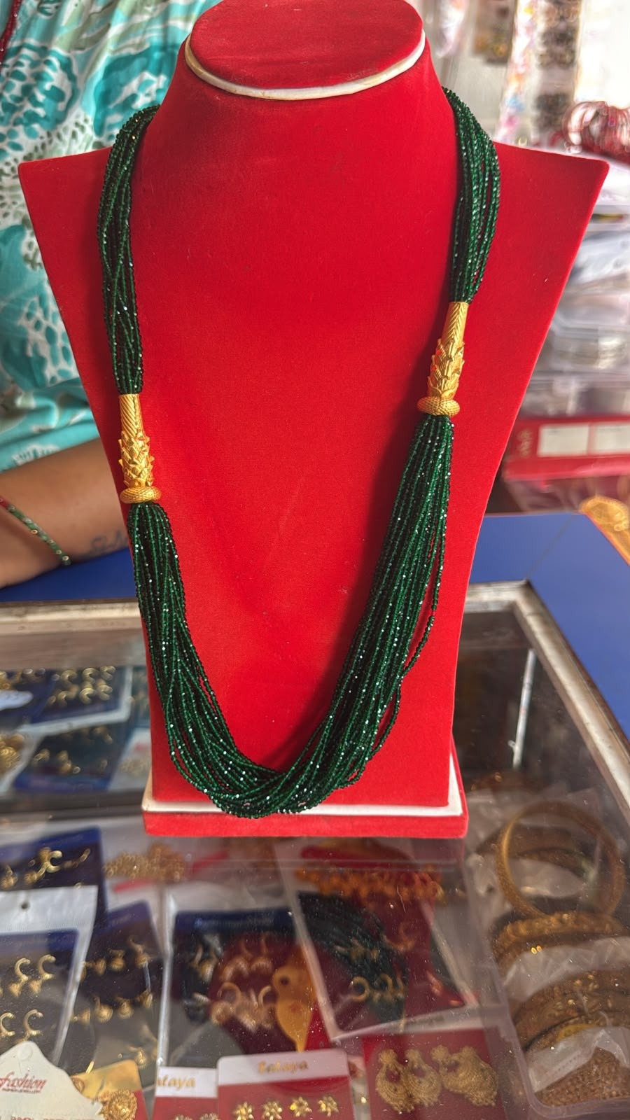 Traditional Nepali Soli Mala in Green Hydro Pote