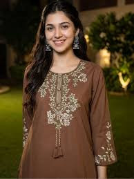 Pure Dabu Cotton Embroidered Kurti & Semi-Plazzo Set