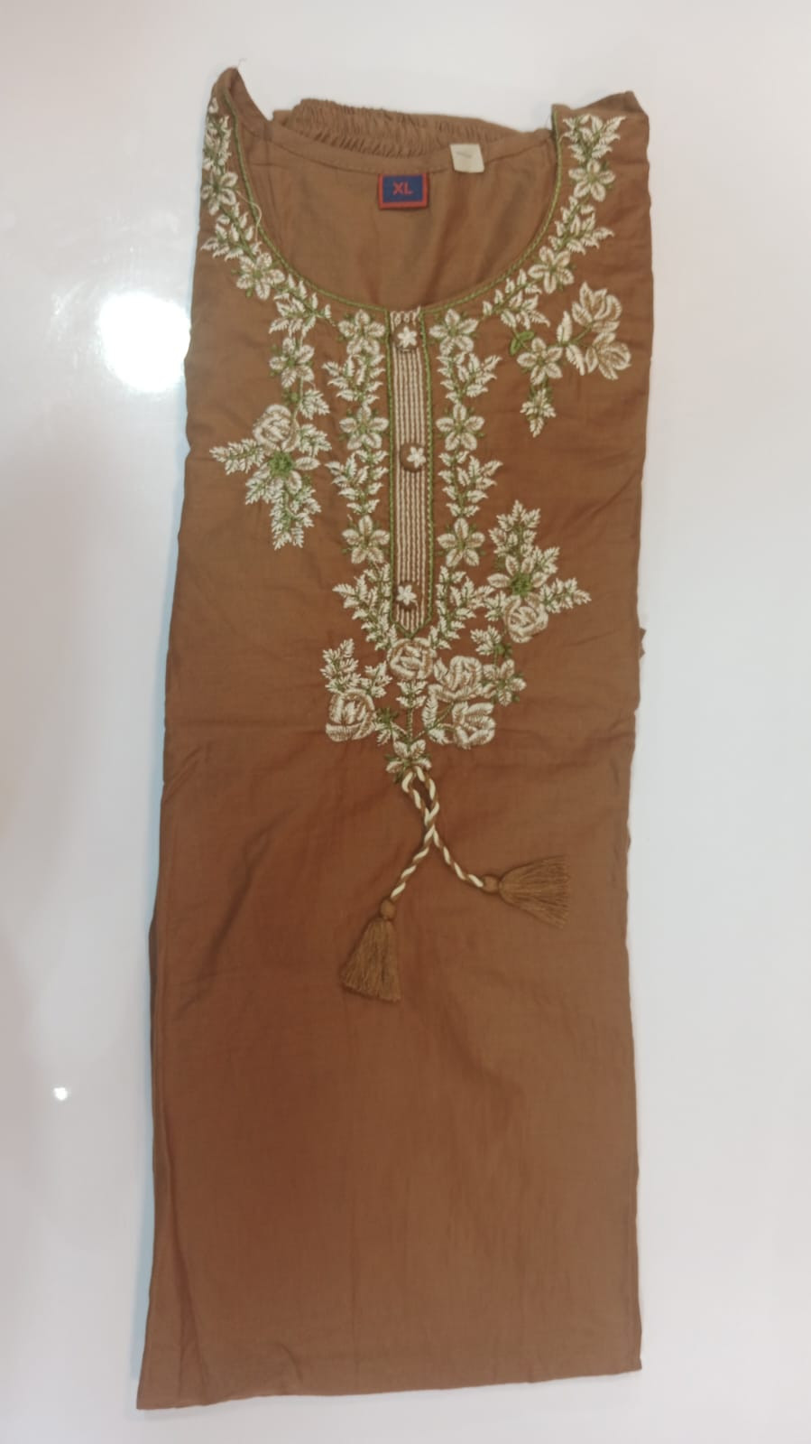 Pure Dabu Cotton Embroidered Kurti & Semi-Plazzo Set