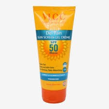 C De-Tan Sun Screen Gel Crème featuring SPF 50 PA+++ in an orange and blue pa