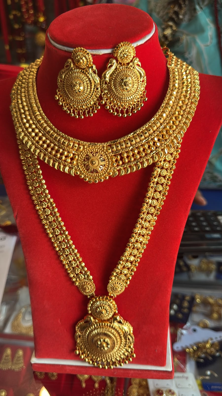 Rani Haar Combo Set Gold Plated Long Rani Haar With Mini Haar Necklace ,Earring And Rani Haar Set For Women Bridal Combo Jewelry Set for Women Bridal Combo Jewelry Set for Women