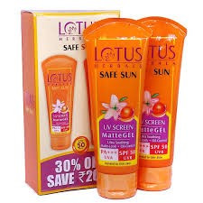 Lotus Herbals Safe Sun Vitamin-C MatteGEL Daily Sunscreen SPF 50 PA+++ designed for normal to oily skin.
