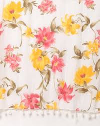 folded piece of printed dress fabric colourful with flowerful saree