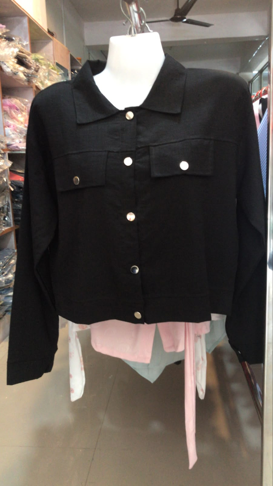 Women's Black Cropped Denim Jacket