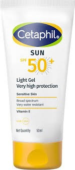 Cetaphil Sun SPF 50 Sunscreen Light Gel 50 ml – Very High Protection SPF 50+ Broad Spectrum UVA/UVB - Lightweight, Non-Sticky Gel - - Water resistant - Fast Absorbing Daily Face Sunscreen for Sensitiv