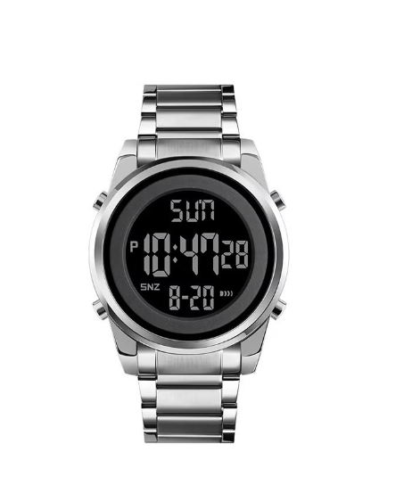 Men's Digital Business Watch Stainless Steel Watch Band With Stopwatch Timing classic Silver