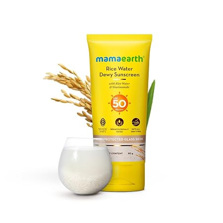 Mamaearth Rice Dewy Bright Sunscreen with Rice Water & Niacinamide SPF 50 PA++++