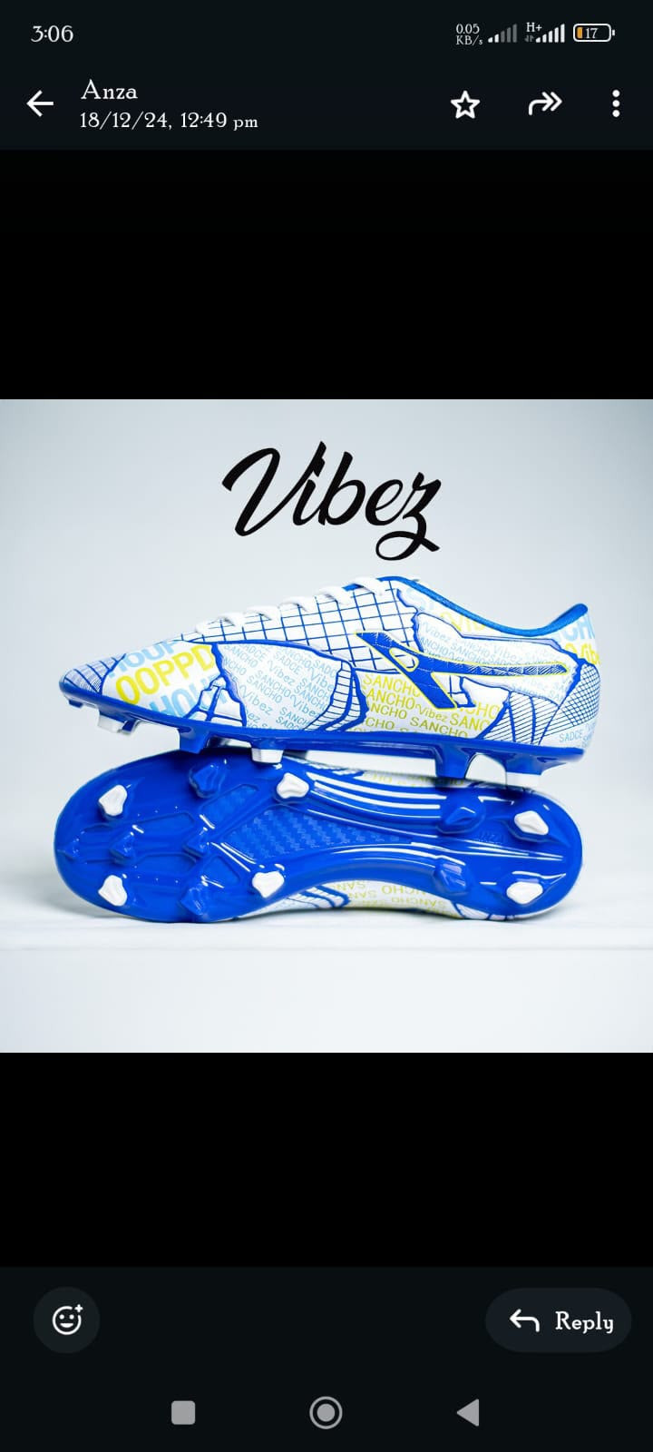 Anza Vibez Football Shoes for Men, Blue and Orange, Polyurethane, Low Top, Lace-Up, Hard Ground, Light Weight Football Boot