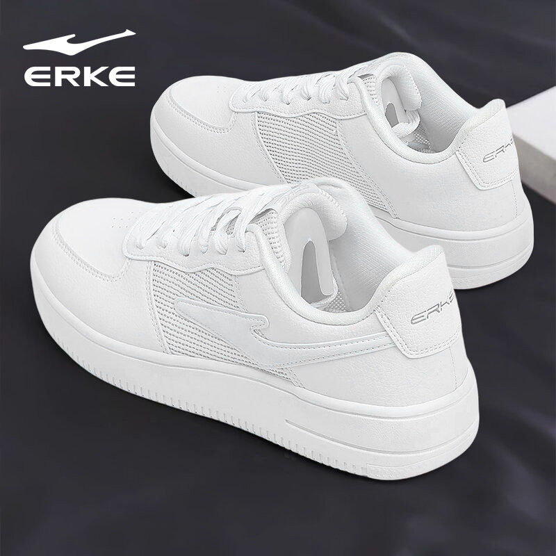 ERKE Women's Walking Shoes Non Slip Classic Sneakers Fashion Tennis Shoes Lightweight Skateboard Shoes for Gym Travel Work Nursing White